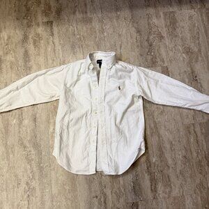 Polo Ralph Lauren Boys Size 8 White Oxford Button Down Brown Pony Preppy Shirt